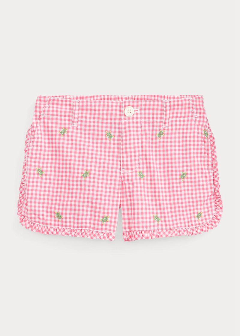 ラルフ ローレン ショーツ ガール ピンク 1.5-6.5 年 Turtle Gingham コットン Poplin KUSER7649